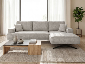 Ecksofa L-Form auf Metallbeinen Leto Rechts Grau