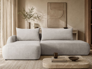 Ecksofa L-Form mit Schlaffunktion und Bettkasten Velis Beige