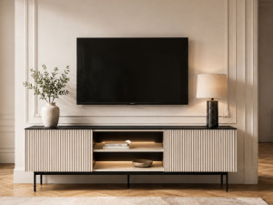 Zweittüriges TV-Lowboard für Wohnzimmer Auroé Kaschmir
