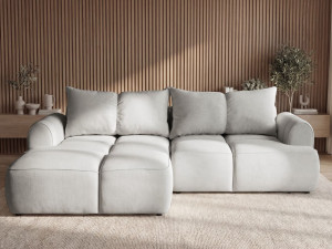 Ecksofa L-Form Links mit Schlaffunktion und Bettkasten Bonno Grau
