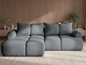 Ecksofa L-Form Links mit Schlaffunktion und Bettkasten Bonno Dunkelgrau