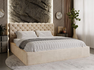Polsterbett mit Bettkasten und Lattenrost 140x200 Apollo Beige