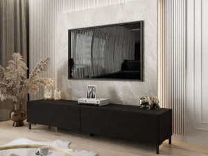 TV-Lowboard mit Türen auf Schwarzen Beinen 175 cm Sorelle Schwarz Matt
