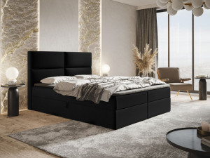 Boxspringbett mit Bettkasten 120x200 Hera Schwarz