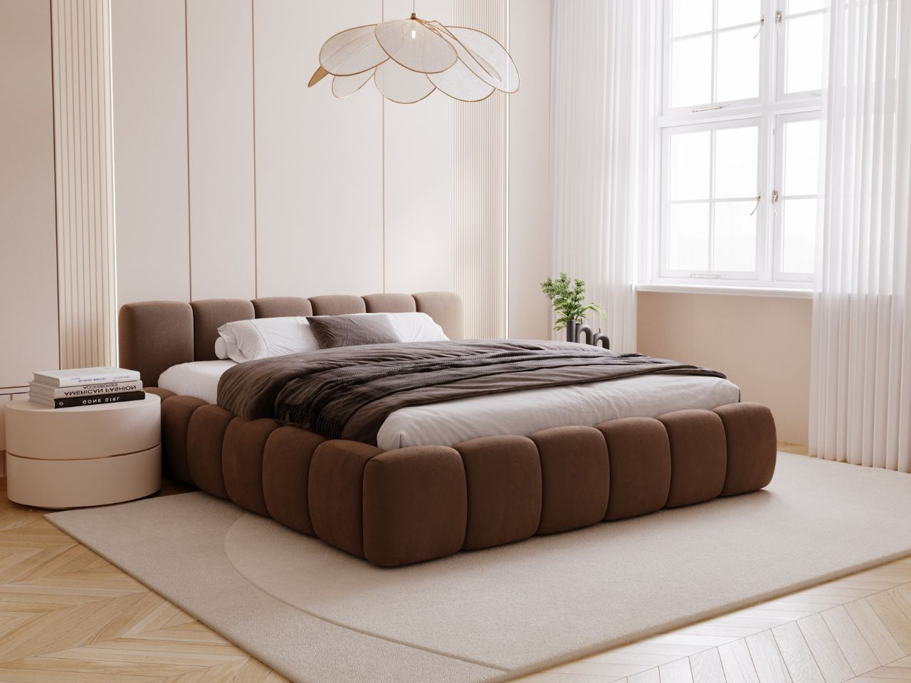 Polsterbett mit Bettkasten und Lattenrost 160x200 Cloud Low Braun