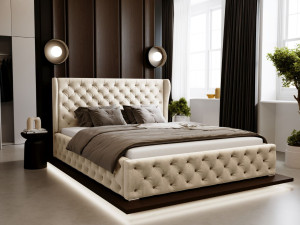 Polsterbett mit Bettkasten und Lattenrost 140x200 Kingston Beige
