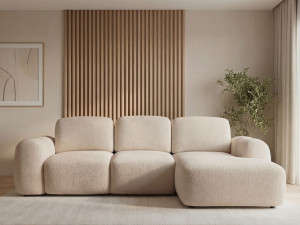 Ecksofa L-Form mit Schlaffunktion und Bettkasten Avelin Rechts Beige