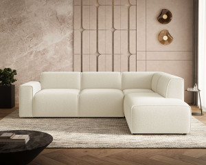 Ecksofa L-Form Rechts Eluno Bouclé-Stoff Hellbeige