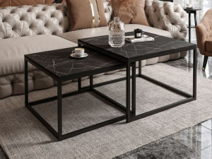 Couchtisch auf schwarzem Metallrahmen Asumi Schwarz 40x46