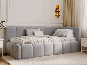 Jugendbett Einzelbett mit Bettkasten und Lattenrost 90x200 Cloud One Grau