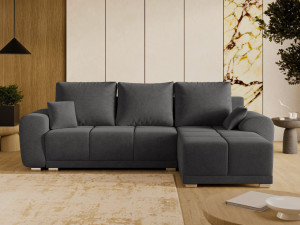 Ecksofa L-Form mit Schlaffunktion und Bettkasten Monti Rechts Anthrazit