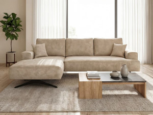 Ecksofa L-Form auf Metallbeinen Leto Links Beige
