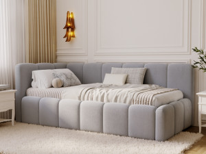 Jugendbett Einzelbett mit Bettkasten und Lattenrost 90x200 Cloud One Grau