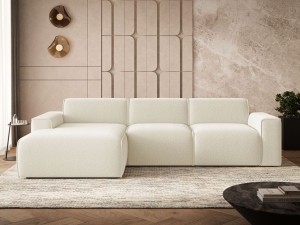Ecksofa L-Form Links Lavia Bouclé-Stoff Hellbeige