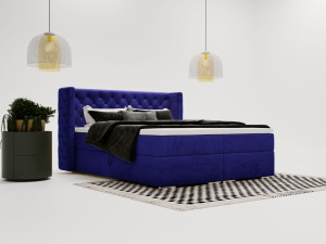 Boxspringbett mit Bettkasten 140x200 Lion Dunkelblau