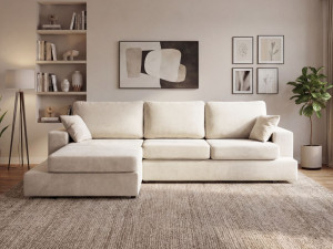 Ecksofa L-Form fürs Wohnzimmer Nesto Links Creme