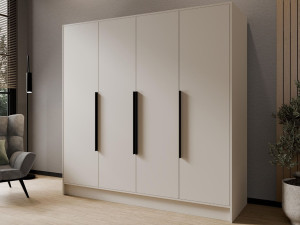 Kleiderschrank 200 cm Perugia Kaschmir mit schwarzen Griffen