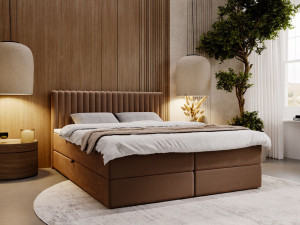 Braun Boxspringbett mit Matratze & Topper 160x200 Marbella - Braun