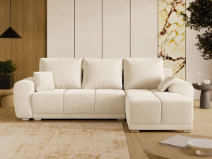 Ecksofa L-Form mit Schlaffunktion und Bettkasten Monti Rechts Beige