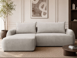 Ecksofa L-Form mit Schlaffunktion und Bettkasten Levio Beige