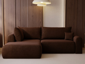 Ecksofa L-Form mit Schlaffunktion und Bettkasten Savana Bis Braun