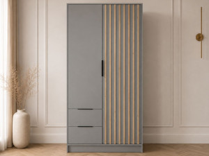 Kleiderschrank 105 cm Macron Grau, Artisan Eiche