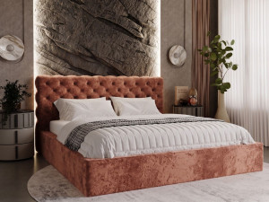Polsterbett mit Bettkasten und Lattenrost 180x200 Apollo Rosa