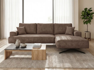 Ecksofa L-Form auf Metallbeinen Leto Rechts Braun