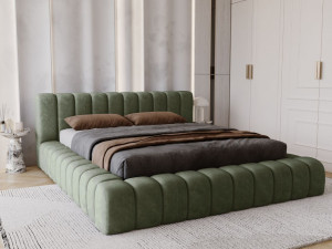 Łóżko tapicerowane z pojemnikiem na pościel i stelażem 120x200 Italia Zielone