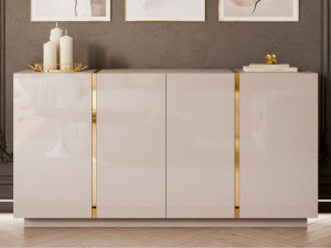 Czterodrzwiowa komoda 158 cm w stylu glamour Lunelie kaszmir połysk
