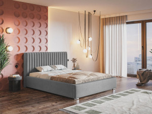 Łóżko tapicerowane z pojemnikiem i stelażem 120x200 Toscania Szare