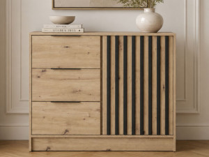 Komoda z drzwiami i szufladami 105 cm Macron Dąb Artisan z lamelami