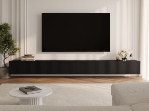Zestaw szafek pod telewizor z drzwiczkami 300 cm Kioto Czarna