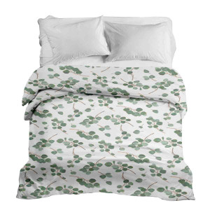 Housse Blanche avec des brindilles d'eucalyptus