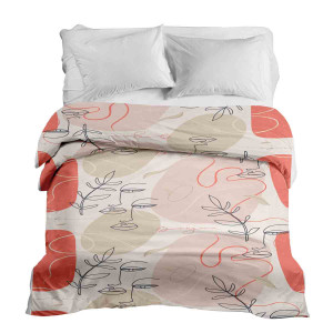 Housse Beige avec un visage abstrait