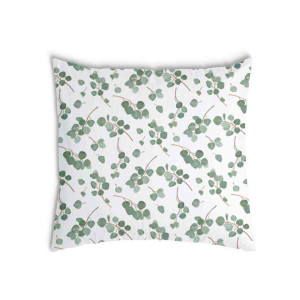 Oreiller Blanche avec des brindilles d'eucalyptus
