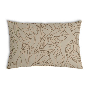 Oreiller Beige avec une forme de feuille noire