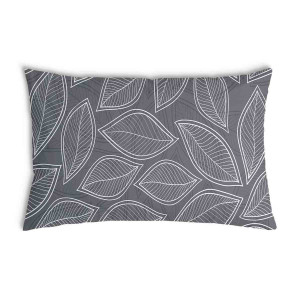 Oreiller Grise avec des feuilles de palmier blanches