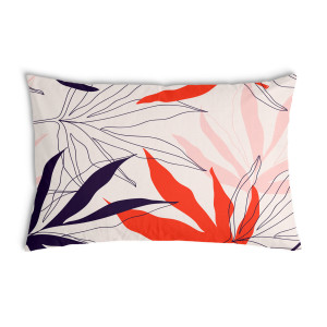 Oreiller Beige avec des feuilles multicolores