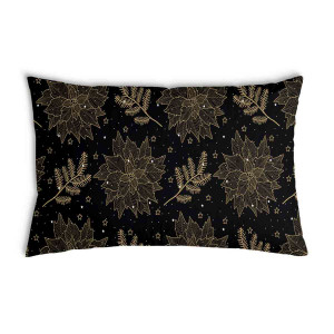 Oreiller Noir avec des fleurs dorées
