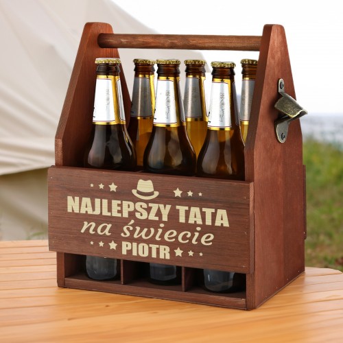 Skrzynka na piwo z otwieraczem i grawerem dla taty - Najlepszy Tatuś