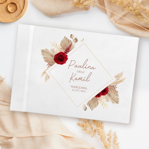 Album na zdjęcia ręcznie robiony z nadrukiem na ślub - Boho