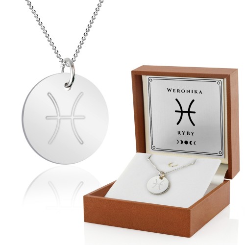 Naszyjnik srebrny damski (pr. 925) z grawerem dla niej - Znaki zodiaku
