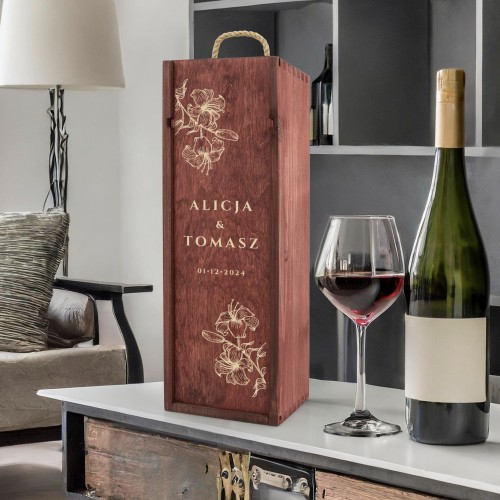 Skrzynka na wino z grawerem dla pary - Elegancja