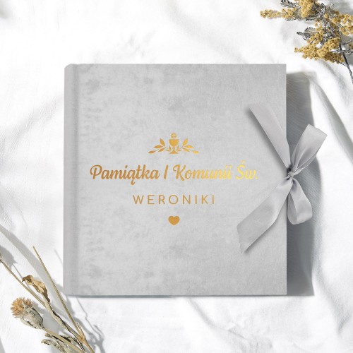 Album na zdjęcia welurowy z nadrukiem na komunię - Święta chwila