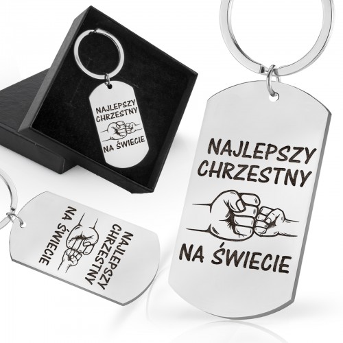 Nieśmiertelnik brelok z grawerem dla chrzestnego - Najlepszy na świecie