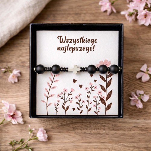 Bransoletka damska z naturalnych kamieni onyksu - Mistyczna aura
