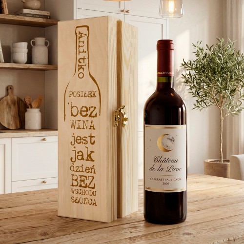 Skrzynka na wino drewniana z grawerem dla niej - Promień szczęścia