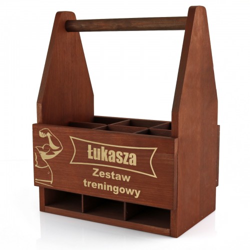 Drewniana skrzynka na piwa z grawerem - Zestaw treningowy