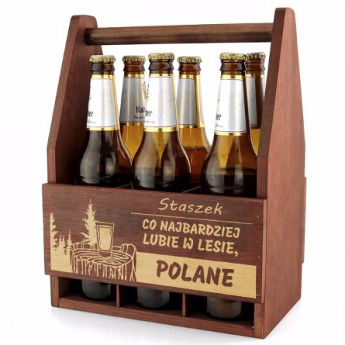 Drewniana skrzynka na piwo z grawerem - Polane